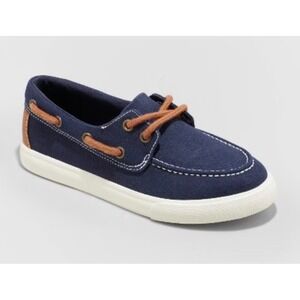 CAT & JACK Toddler Boys Navy Boat Shoes NEW Loafer Nautical Canvas Little 2